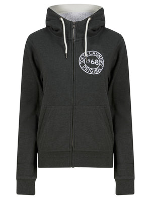 Alto Zip Through Fleece Hoodie With Borg Lined Hood in Charcoal Marl - Tokyo Laundry