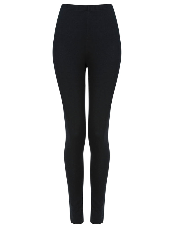 Botany Stretch Cotton Full Length Leggings in Jet Black - Tokyo Laundry