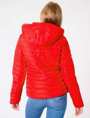Ginger 2 Quilted Hooded Puffer Jacket in Crimson - Tokyo Laundry