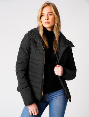 Honey Funnel Neck Quilted Jacket in Black - Tokyo Laundry
