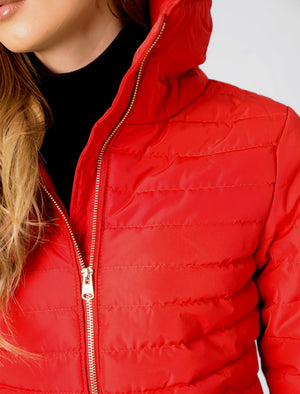 Honey 2 Funnel Neck Quilted Jacket in Crimson - Tokyo Laundry