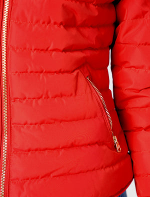 Honey 2 Funnel Neck Quilted Jacket in Crimson - Tokyo Laundry