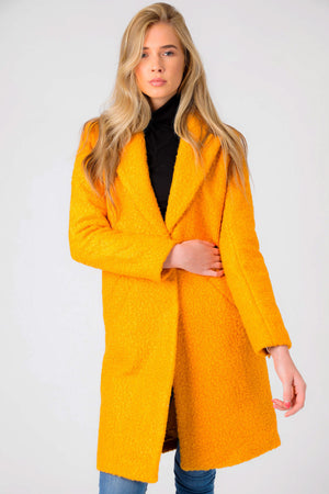Fortune Textured Boucle Longline Midi Coat In Sunflower - Tokyo Laundry