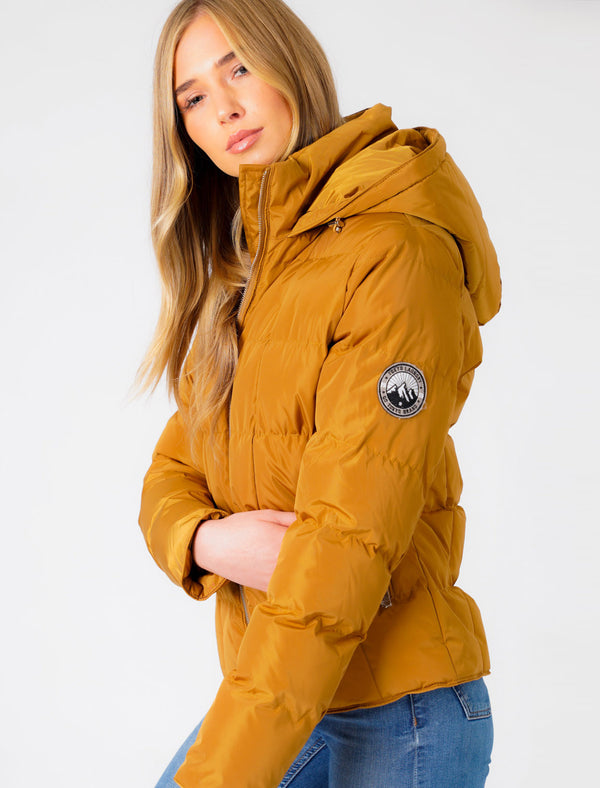 Wookie Quilted Hooded Jacket In Mustard - Tokyo Laundry