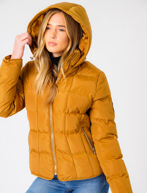 Wookie Quilted Hooded Jacket In Mustard - Tokyo Laundry