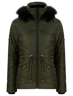 Safflower 2 Longline Quilted Puffer Coat with Hood In Black