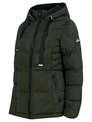 Royal Quilted Hooded Puffer Coat in Khaki - Tokyo Laundry