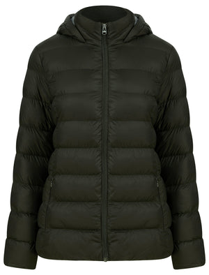 Markle Quilted Hooded Puffer Jacket in Khaki - Tokyo Laundry