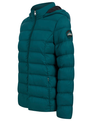 Markle Quilted Hooded Puffer Jacket in Teal - Tokyo Laundry