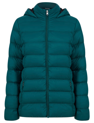 Markle Quilted Hooded Puffer Jacket in Teal - Tokyo Laundry