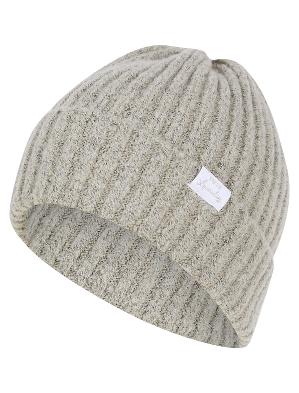 Women's Kai Ribbed Cable Knit Beanie Hat in Light Grey Marl - Tokyo Laundry