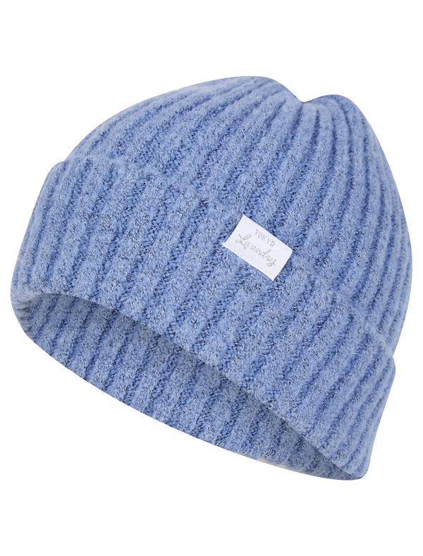 Women's Kai Ribbed Cable Knit Beanie Hat in Pastel Blue - Tokyo Laundry
