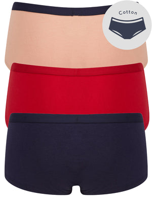 Polly (3 Pack) Assorted Hipster Briefs in Misty Rose / Toreador / Eclipse Blue - Tokyo Laundry