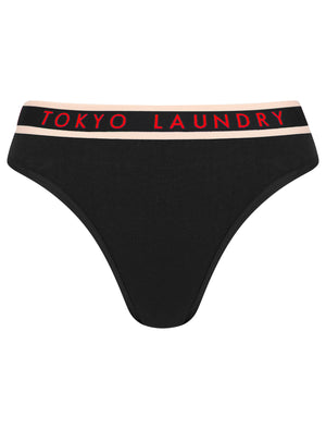 Shelbie (3 Pack) Cotton Assorted Briefs in Flame Scarlet / Jet Black / Mid Grey Marl - Tokyo Laundry