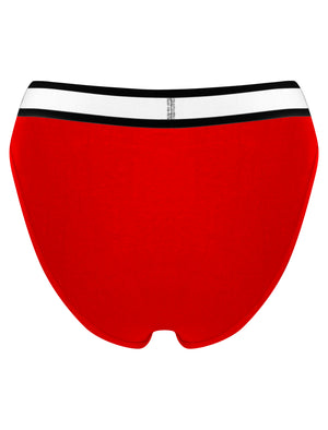 Shelbie (3 Pack) Cotton Assorted Briefs in Flame Scarlet / Jet Black / Mid Grey Marl - Tokyo Laundry