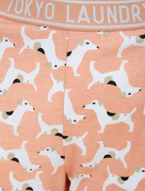Dogs Print 2PC Cotton Lounge Pyjama Set in Misty Rose - Tokyo Laundry