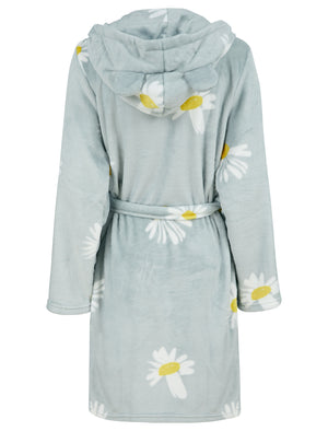 Women's Daisy Soft Fleece Tie Robe Dressing Gown with Hooded Ears in Micro Chip Grey - Tokyo Laundry