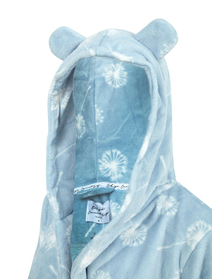 Women's Dandelion Soft Fleece Tie Robe Dressing Gown with Hooded Ears in Skyride - Tokyo Laundry