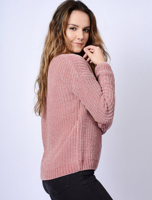 Moonlight Crew Neck Chenille Knitted Jumper in Damask Pink - Tokyo Laundry