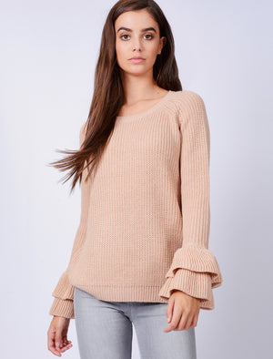 TL Ocean Jumper with Frill Sleeves in Miss Dusky Pink - Tokyo Laundry