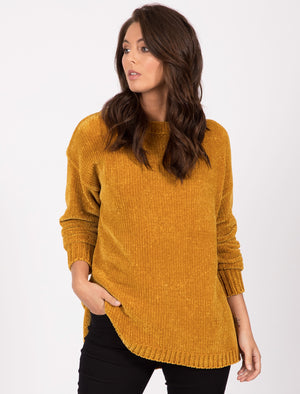 Celia Crew Neck Chenille Knitted Jumper in Gold - Tokyo Laundry