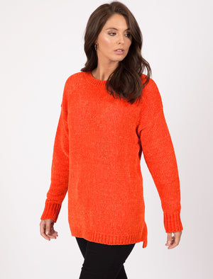 Celia Crew Neck Chenille Knitted Jumper in Red - Tokyo Laundry