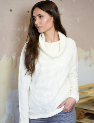 Matisse Cowl Neck Knitted Jumper in Clean Cream - Amara Reya