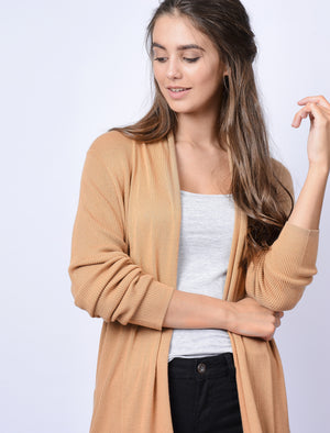 Quayside Ribbed Cardigan in Mink - Plum Tree