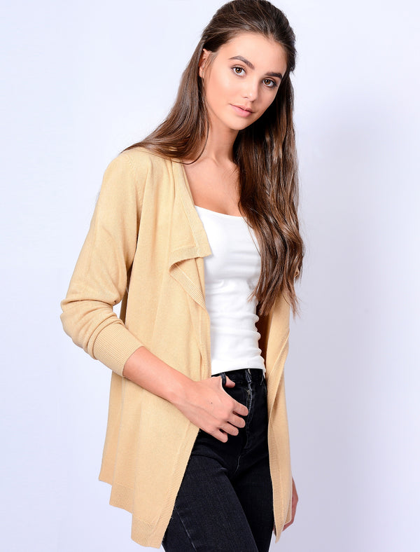 PT Grant Waterfall Cardigan in Warm Sand - Plum Tree