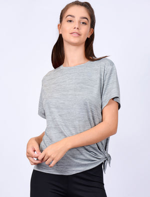 Matella Tie Side Sports Top in Mid Grey Marl - Tokyo Laundry Active