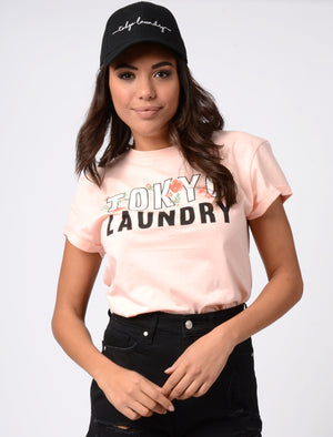 Katie Oversized Floral Cotton Crew Neck T-Shirt In Impatiens Pink - Tokyo Laundry