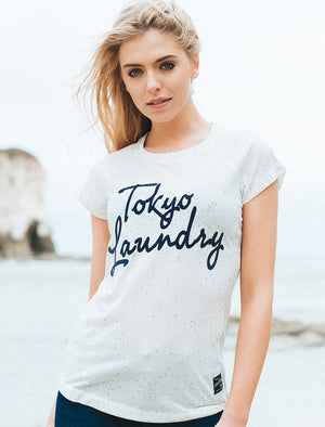 Clotho Flocked Motif Neppy T-Shirt in Ice Grey - Tokyo Laundry