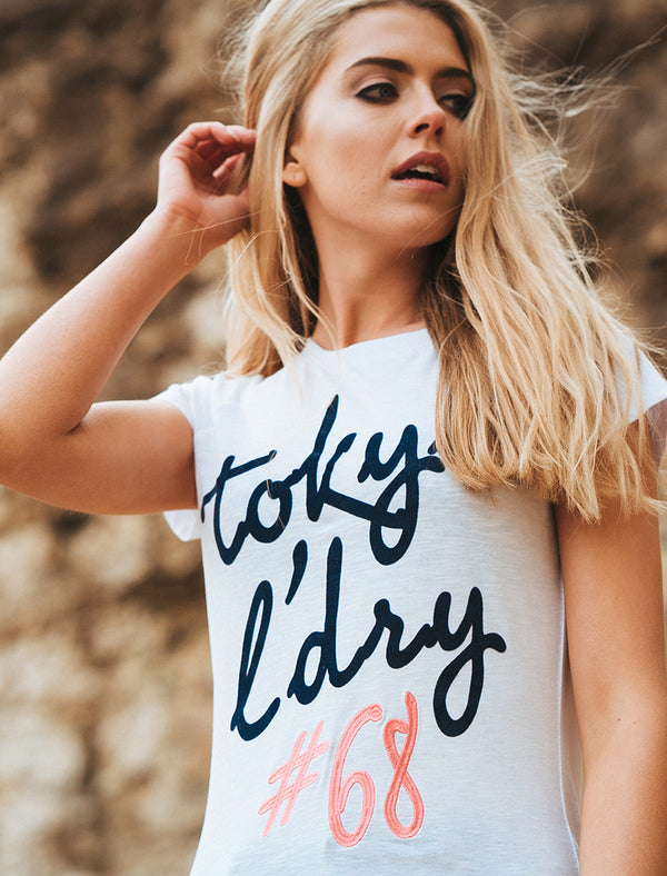 Narla Motif Slub T-Shirt in Optic White - Tokyo Laundry