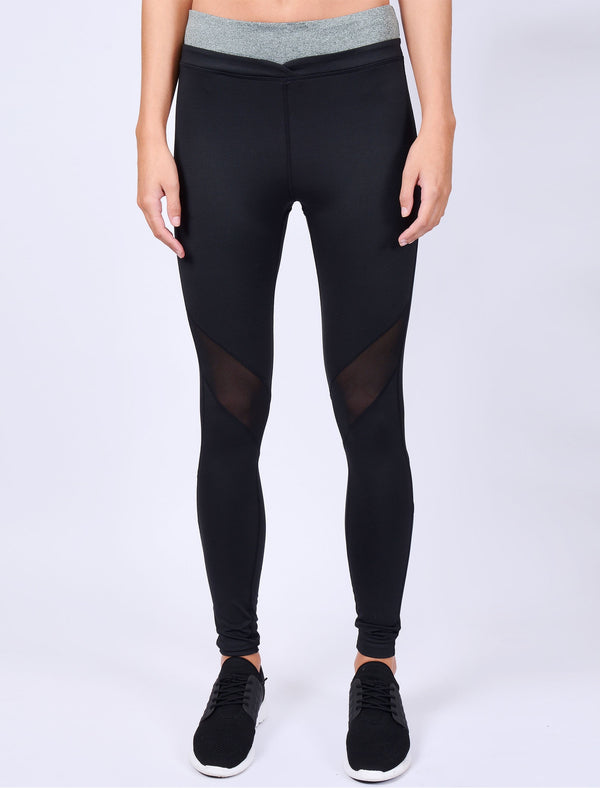 Bazos Mesh Panel Workout Leggings in Black- Tokyo Laundry Active