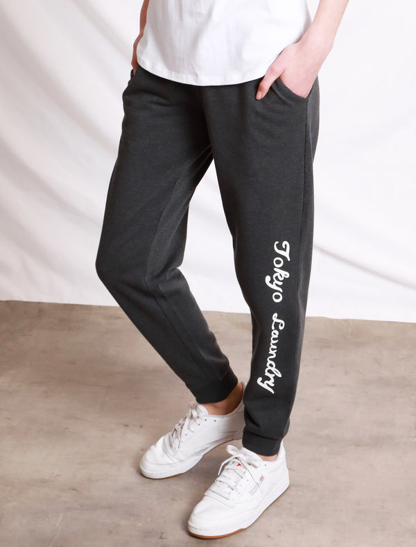 Siobhan Slim Fit Cuffed Joggers In Dark Grey Marl - Tokyo Laundry