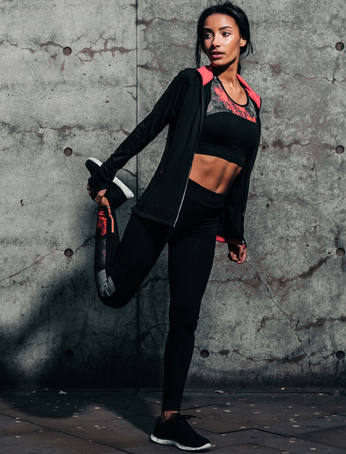 Black floral workout leggings outlet