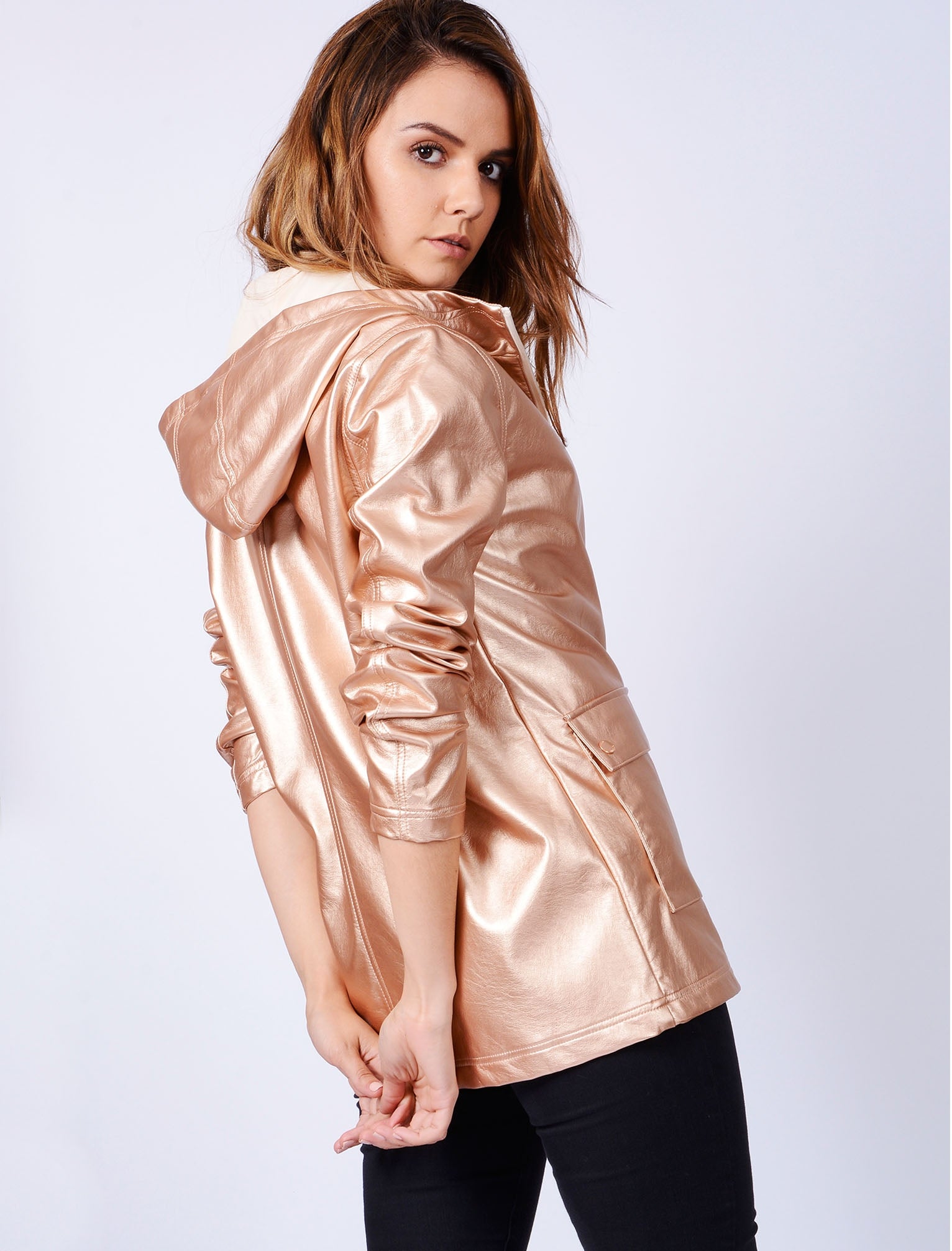 Rose gold sales metallic coat