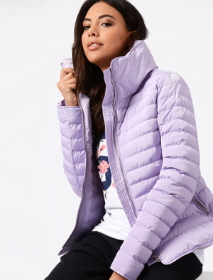 Honey 2 Funnel Neck Quilted Jacket in Pastel Lilac - Tokyo Laundry