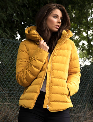Quince Quilted Puffer Jacket with Extendable Hood in Old Gold - Tokyo Laundry