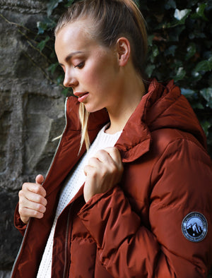 Wookie Quilted Hooded Jacket In Smoked Paprika - Tokyo Laundry