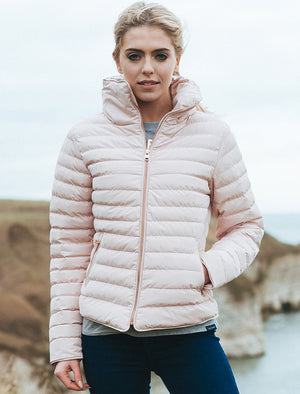 Jenny Funnel Neck Quilted Jacket in Blush Pink - Tokyo Laundry