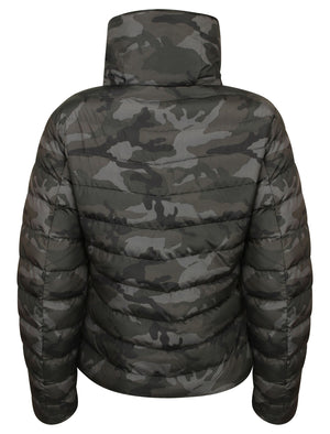 Ewok Funnel Neck Quilted Camo Jacket in Grey / Black Camo - Tokyo Laundry