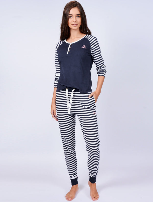 Flora Striped 2pc Lounge Set in Eclipse Blue - Tokyo Laundry