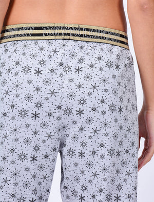 Alice Snowflake Print Cotton Lounge Pants in Light Grey Marl - Tokyo Laundry