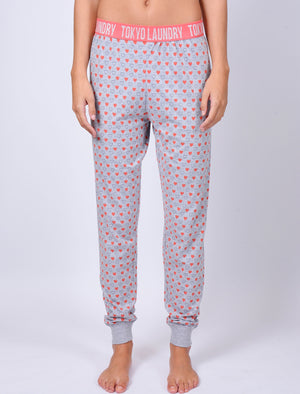 Pippy Heart Print Cotton Lounge Pants In Red Sky - Tokyo Laundry