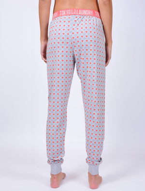 Pippy Heart Print Cotton Lounge Pants In Red Sky - Tokyo Laundry