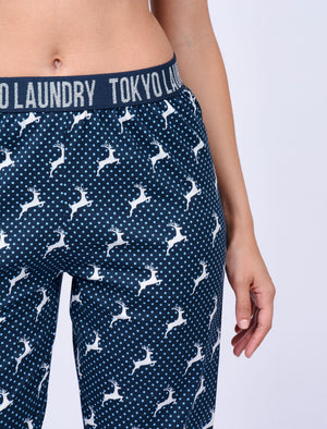 Claire Reindeer Spot Print Cotton Lounge Pants in Dark Denim - Tokyo Laundry