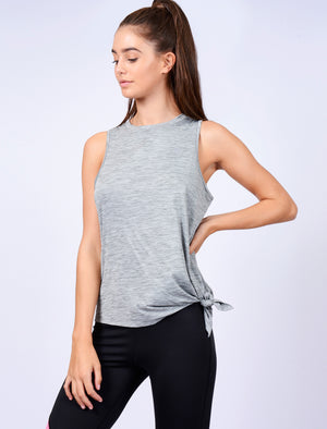Briella Tie Side Sleeveless Vest Top in Mid Grey Marl - Tokyo Laundry Active