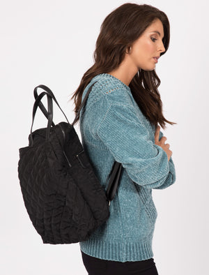 Mexico Quilted Backpack with Top Handles In Black - Tokyo Laundry