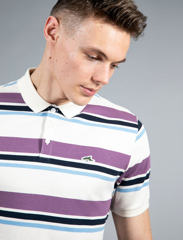 Orton Striped Cotton Pique Polo Shirt In Cornfield - Le Shark